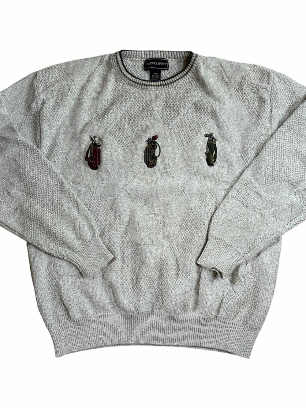Vintage retro 90's Novelty Golf Pullover Sweater Mens large Knit Golf Bag USA